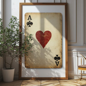 Ace Of Hearts And Clubs: Retro Poker Card Poster