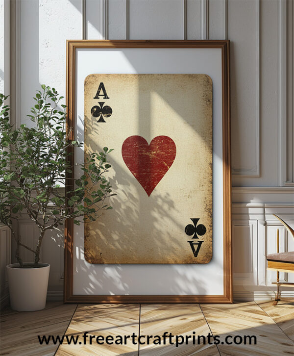 Ace Of Hearts And Clubs: Retro Poker Card Poster