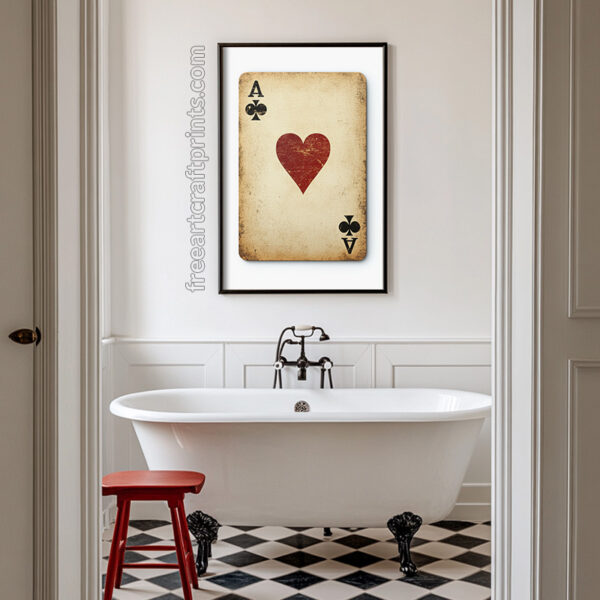 Ace Of Hearts And Clubs: Retro Poker Card Poster