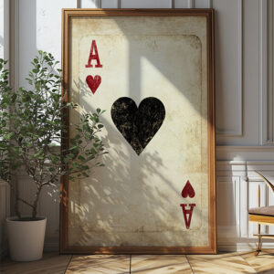 Black Heart Ace Of Hearts: Vintage Poker Card Poster