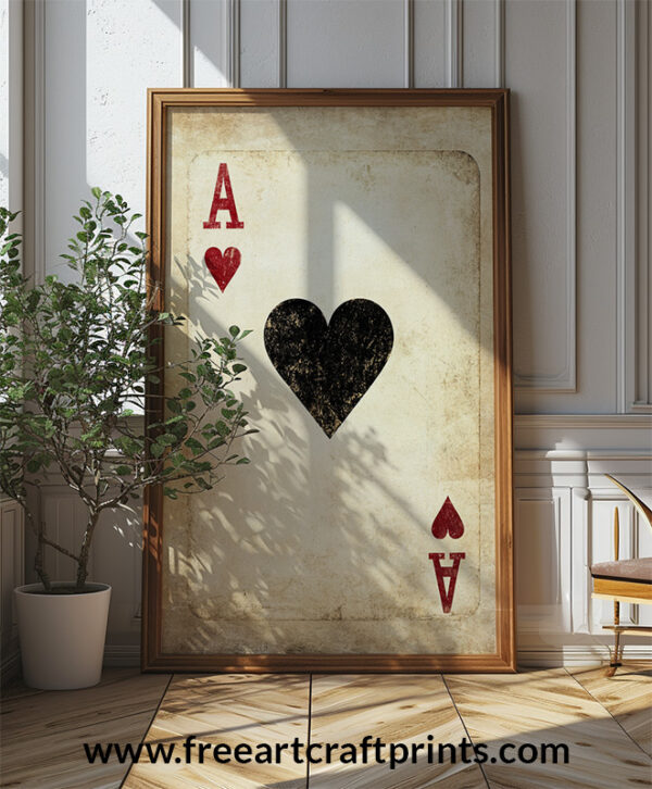 Black Heart Ace Of Hearts: Vintage Poker Card Poster