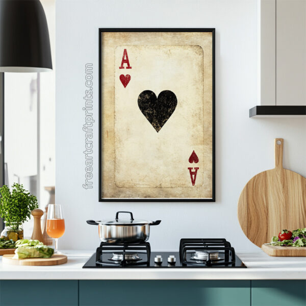 Black Heart Ace Of Hearts: Vintage Poker Card Poster