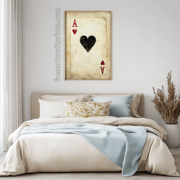 Black Heart Ace Of Hearts: Vintage Poker Card Poster