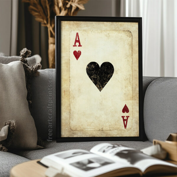 Black Heart Ace Of Hearts: Vintage Poker Card Poster