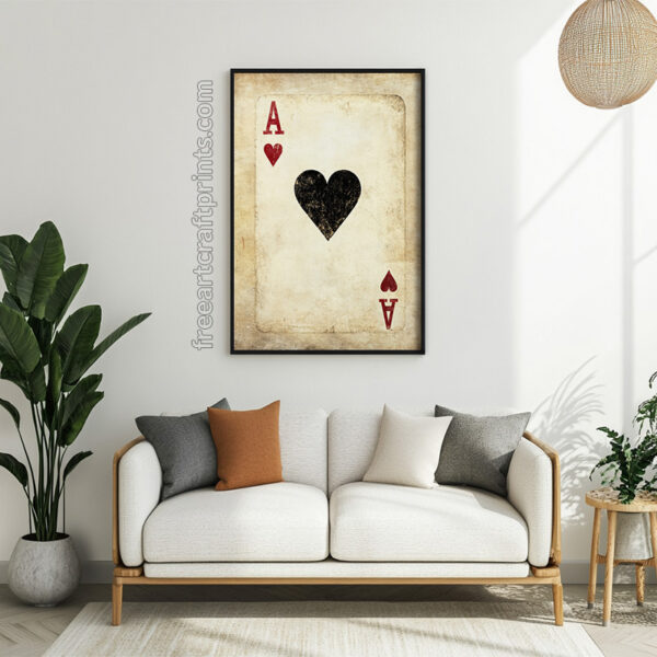 Black Heart Ace Of Hearts: Vintage Poker Card Poster