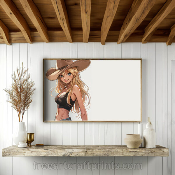 Anime-style Cowgirl Art Poster