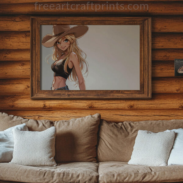 Anime-style Cowgirl Art Poster