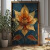 Golden Blossom: Art Deco Floral Poster