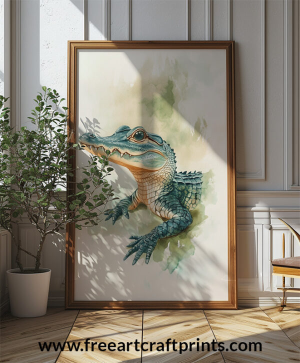 Baby Crocodile Nursery Poster