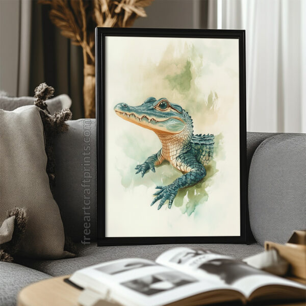 Baby Crocodile Nursery Poster