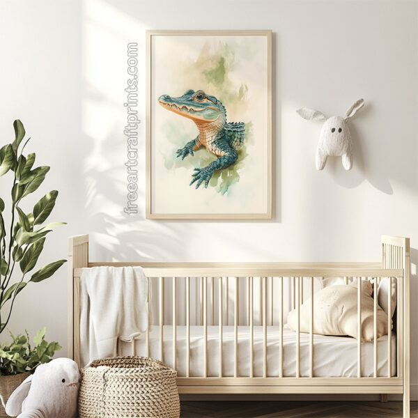 Baby Crocodile Nursery Poster