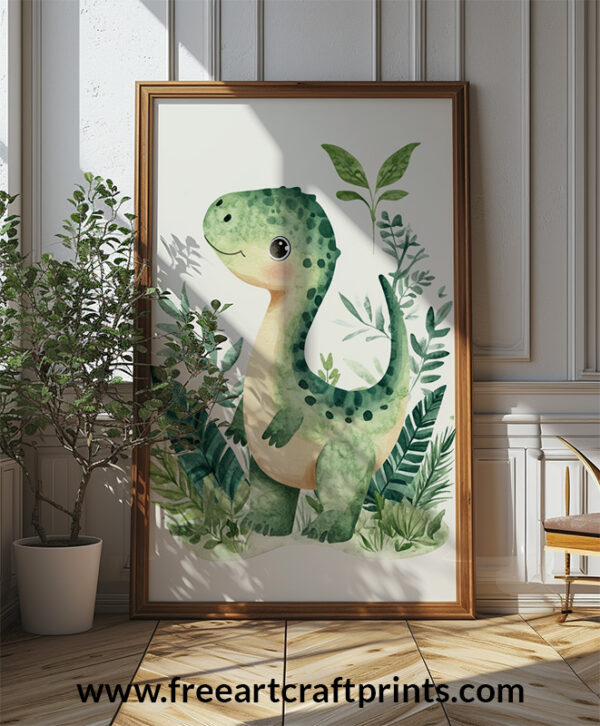 Jurassic Joy: Baby Dinosaur Wall Art