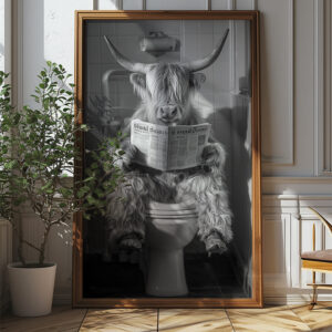 Highland Cow On Toilet Poster