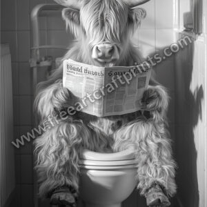 Highland Cow On Toilet Poster