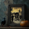 Victorian Gothic Funeral Procession Art Print - Haunting Halloween Decor (300 Dpi, 24x36 Inches)