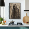 Ghostly Apparition Art Print - Gothic Halloween Decor (300 Dpi, 24x36 Inches)