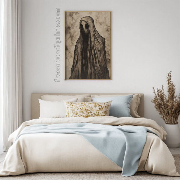 Ghostly Apparition Art Print - Gothic Halloween Decor (300 Dpi, 24x36 Inches)