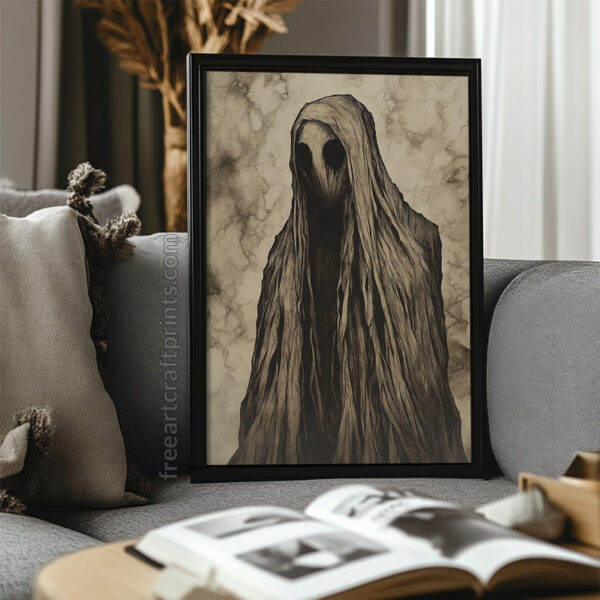 Ghostly Apparition Art Print - Gothic Halloween Decor (300 Dpi, 24x36 Inches)