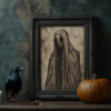 Ghostly Apparition Art Print - Gothic Halloween Decor (300 Dpi, 24x36 Inches)