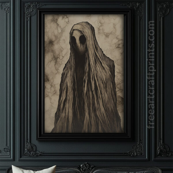 Ghostly Apparition Art Print - Gothic Halloween Decor (300 Dpi, 24x36 Inches)