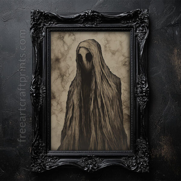 Ghostly Apparition Art Print - Gothic Halloween Decor (300 Dpi, 24x36 Inches)