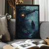 Haunted Path - Spooky Graveyard Halloween Art Print (300 Dpi, 24x36 Inches)