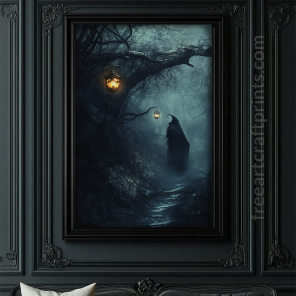 Haunted Path - Spooky Graveyard Halloween Art Print (300 Dpi, 24x36 Inches)