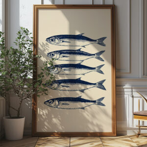 Stacked Sardines Funny Kitchen Decor - Blue