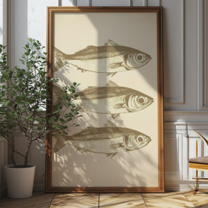 Ocean's Trio: Vintage Sardines Poster - Brown