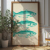 Ocean's Trio: Vintage Sardines Poster - Green