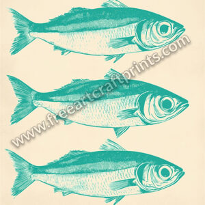 Ocean's Trio: Vintage Sardines Poster - Green