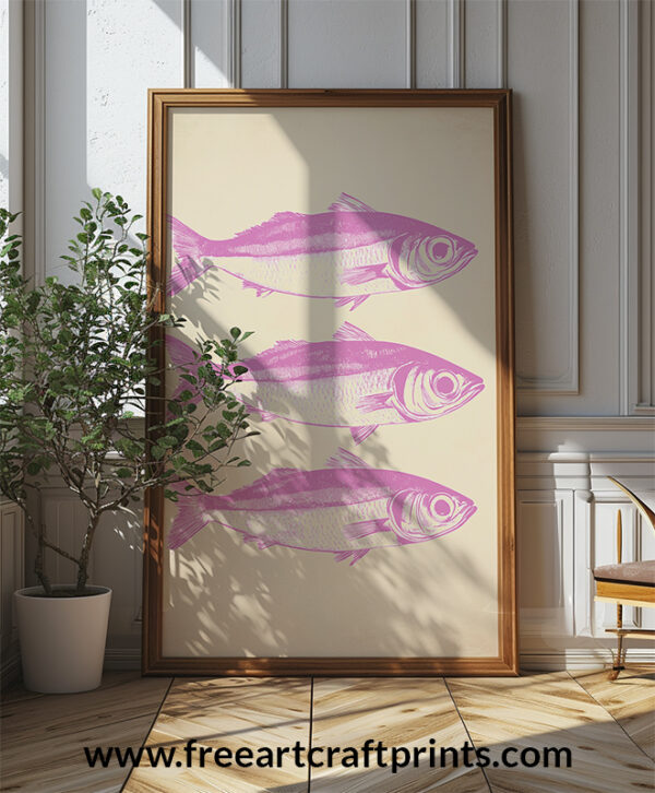 Ocean's Trio: Vintage Sardines Poster - Pink