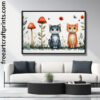 Cute Cats With Mushrooms Poster