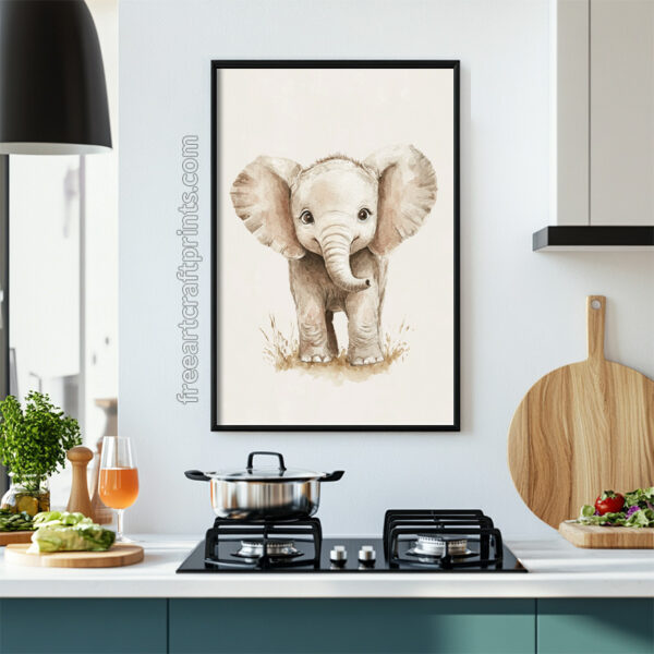 Baby Elephant Nursery Poster