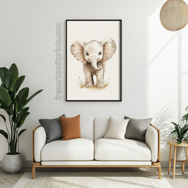 Baby Elephant Nursery Poster