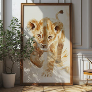 Cute Baby Lion Nursery Wall Art