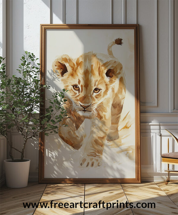 Cute Baby Lion Nursery Wall Art