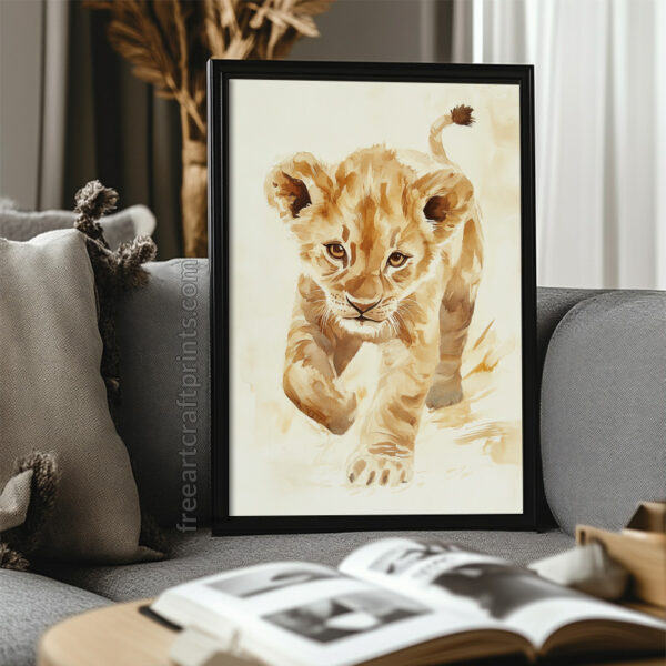 Cute Baby Lion Nursery Wall Art