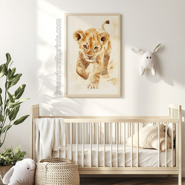 Cute Baby Lion Nursery Wall Art