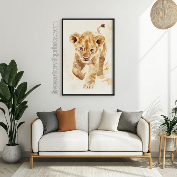 Cute Baby Lion Nursery Wall Art