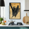 Vintage Gothic Bat Illustration Art Print - Creepy Halloween Decor (300 Dpi, 24x36 Inches)