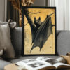 Vintage Gothic Bat Illustration Art Print - Creepy Halloween Decor (300 Dpi, 24x36 Inches)