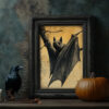 Vintage Gothic Bat Illustration Art Print - Creepy Halloween Decor (300 Dpi, 24x36 Inches)