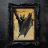 Vintage Gothic Bat Illustration Art Print - Creepy Halloween Decor (300 Dpi, 24x36 Inches)