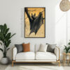 Vintage Gothic Bat Illustration Art Print - Creepy Halloween Decor (300 Dpi, 24x36 Inches)