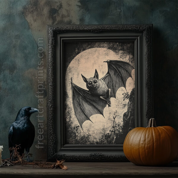 Creepy Bat Halloween Wall Art