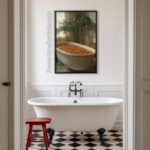 Funny Bathroom Art - Bathtub Full Of Beans