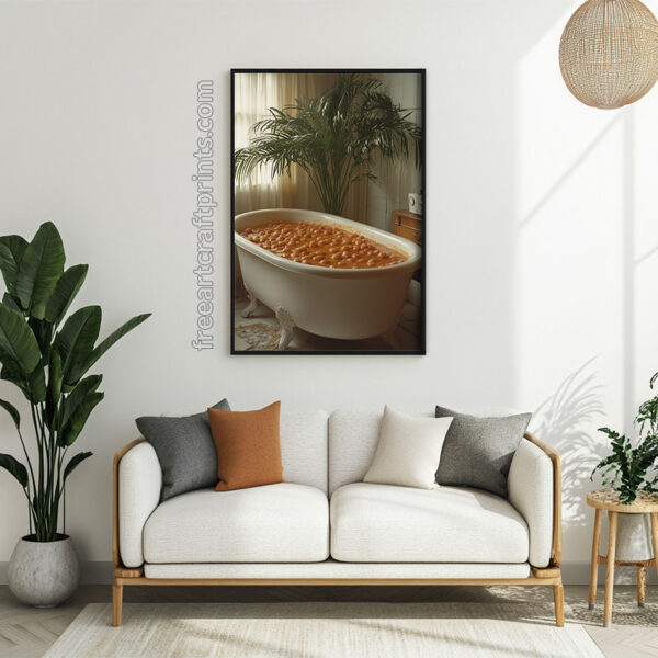 Funny Bathroom Art - Bathtub Full Of Beans