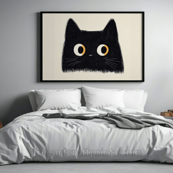 Minimalist Black Cat Wall Art