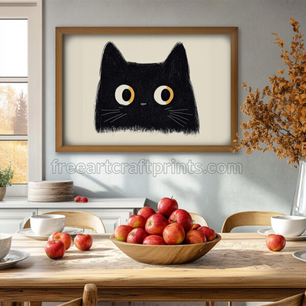 Minimalist Black Cat Wall Art